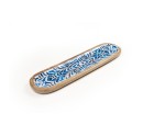 Snack tray Romimex Blue White Mango wood Oval 40 x 2 x 10 cm
