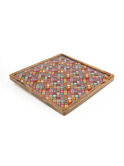 Plateau apéritif Romimex Rouge Bois de manguier Carré 30 x 2 x 30 cm