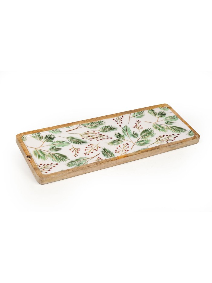 Snack tray Romimex White Green Mango wood Rectangular Sheets 42 x 2 x 16 cm