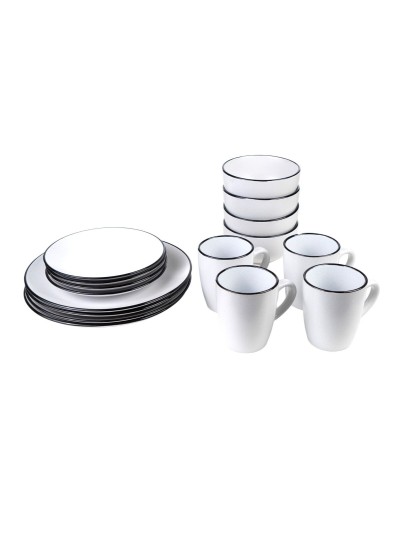 Lot de tasses avec soucoupes Romimex Blanc Céramique (16 Pièces)