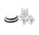 Juego de Tazas con Platos Romimex Blanco Cerámica (16 Piezas)