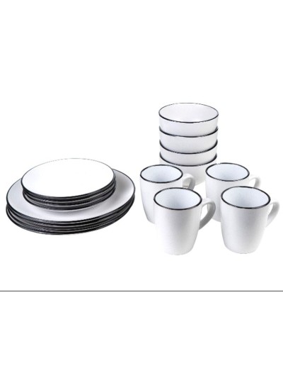 Juego de Tazas con Platos Romimex Blanco Cerámica (16 Piezas)