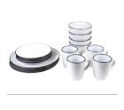 Juego de Tazas con Platos Romimex Blanco Cerámica (16 Piezas)