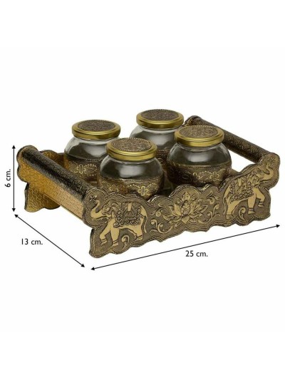 Plateau Alexandra House Living Doré verre Aluminium Bois MDF 13 x 6 x 25 cm