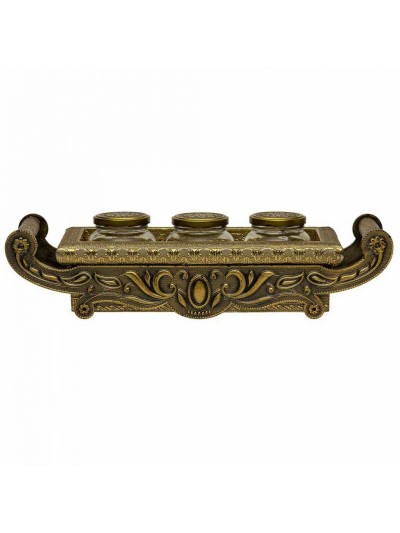 Tray Alexandra House Living Copper Glass Aluminium MDF Wood 17 x 7 x 43 cm