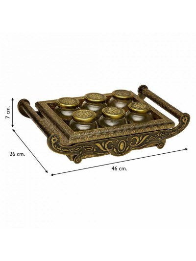 Plateau Alexandra House Living Cuivre verre Aluminium Bois MDF 26 x 7 x 46 cm