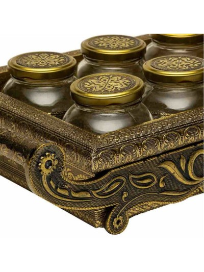 Bandeja Alexandra House Living Cobre Vidrio Aluminio Madera MDF 26 x 7 x 46 cm