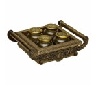 Tray Alexandra House Living Golden Glass Aluminium MDF Wood 27 x 7 x 33 cm
