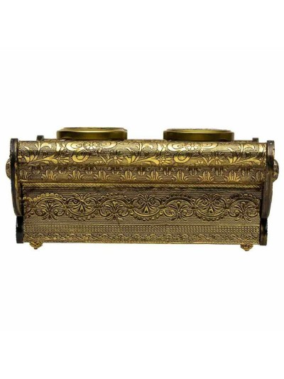 Tray Alexandra House Living Golden Glass Aluminium MDF Wood 27 x 7 x 33 cm