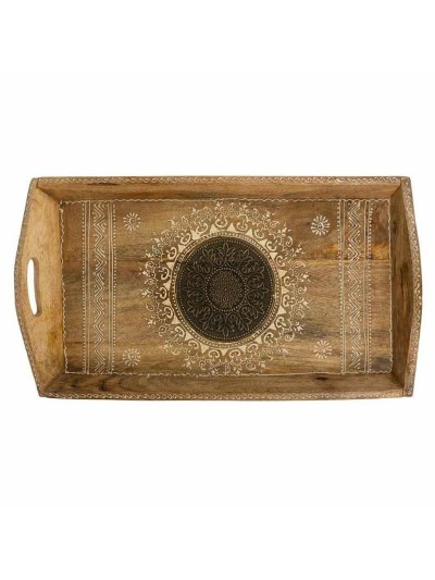 Bandeja Alexandra House Living Blanco Natural Madera de mango 25 x 6 x 48 cm