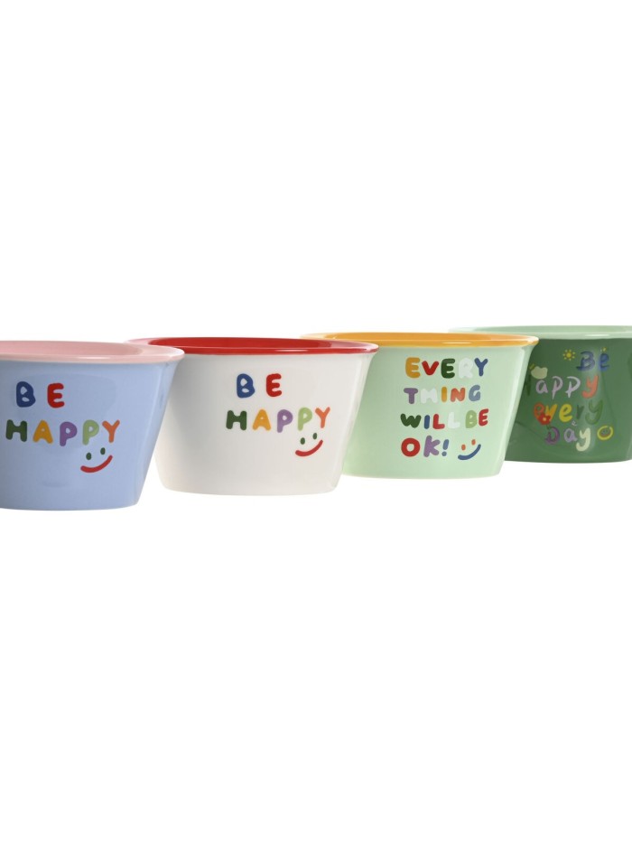 Bowl Home ESPRIT Multicolour Shabby Chic 480 ml 13,2 x 13,2 x 7,5 cm (4 Units)
