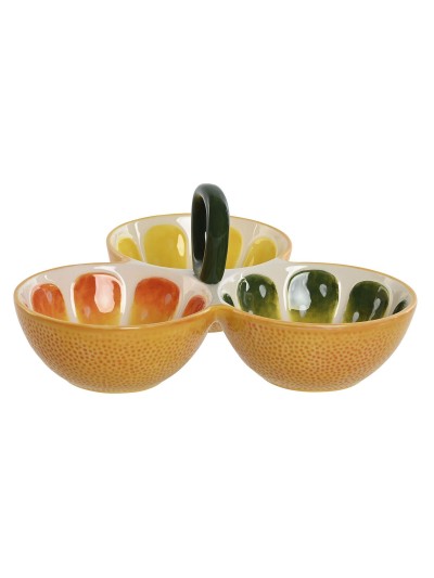 Bol para Aperitivos Home ESPRIT Amarillo Verde Gres Limón 23 x 23 x 11 cm