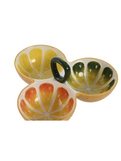 Bol para Aperitivos Home ESPRIT Amarillo Verde Gres Limón 23 x 23 x 11 cm