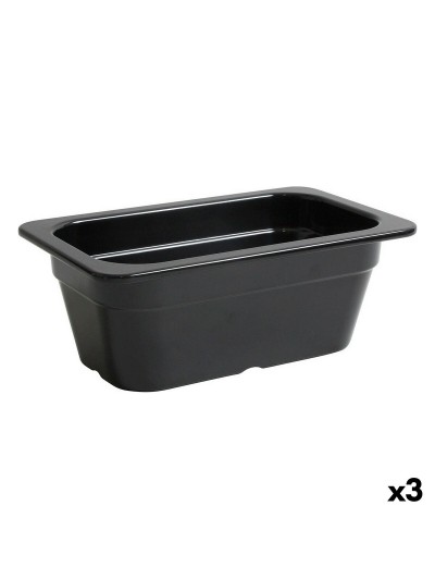 Fuente de Cocina Inde Negro 26,5 x 16,2 x 10 cm (3 Unidades)