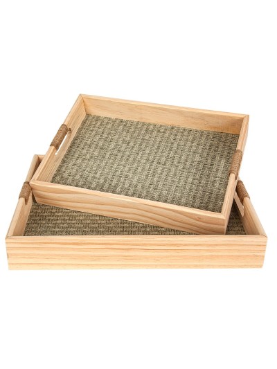 Jeux de plateaux Romimex Naturel Bois 40 x 5 x 30 cm 35 x 25 x 5 cm 2 Pièces