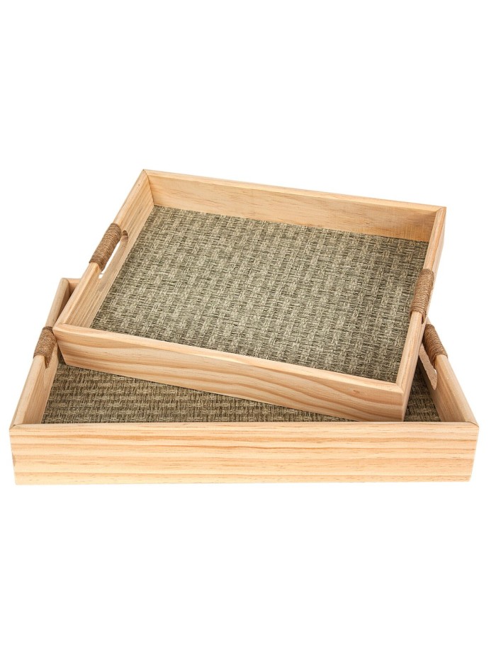 Juego de Bandejas Romimex Natural Madera 40 x 5 x 30 cm 35 x 25 x 5 cm 2 Piezas