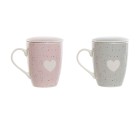 Taza con Filtro para Infusiones Home ESPRIT Gris Rosa 340 ml (2 Unidades)