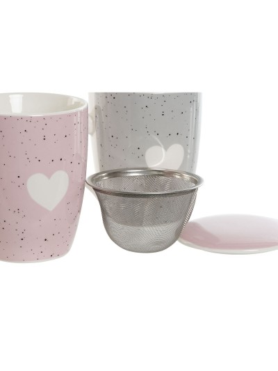 Cup with Tea Filter Home ESPRIT Grey Pink 340 ml (2 Units)