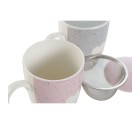 Taza con Filtro para Infusiones Home ESPRIT Gris Rosa 340 ml (2 Unidades)
