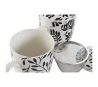 Taza con Filtro para Infusiones Home ESPRIT Azul Blanco Negro Moderno 340 ml (2 Unidades)