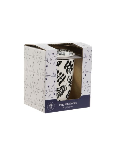 Taza con Filtro para Infusiones Home ESPRIT Azul Blanco Negro Moderno 340 ml (2 Unidades)