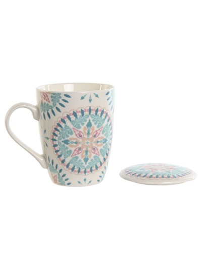 Tasse avec filtre pour infusions Home ESPRIT Bleu Blanc Turquoise méditerranéen 340 ml (2 Unités)