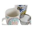 Tasse avec filtre pour infusions Home ESPRIT Bleu Blanc Turquoise méditerranéen 340 ml (2 Unités)