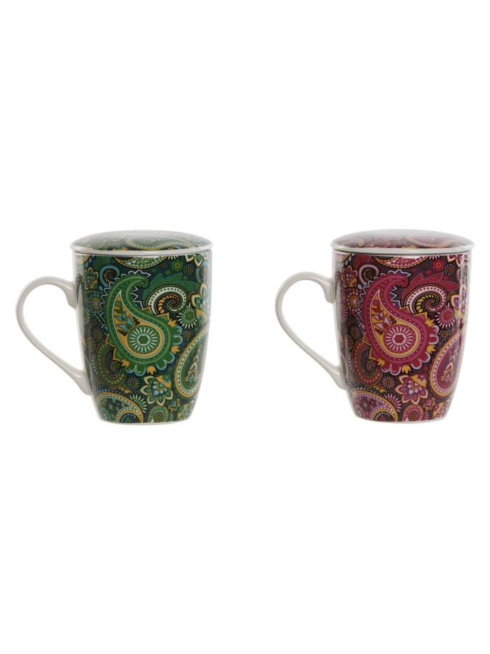Tasse avec filtre pour infusions Home ESPRIT Vert Turquoise Bordeaux Lila Moderne 340 ml (2 Unités)