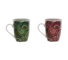 Tasse avec filtre pour infusions Home ESPRIT Vert Turquoise Bordeaux Lila Moderne 340 ml (2 Unités)