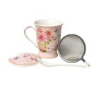 Taza con Plato Romimex Rosa Cerámica 300 ml