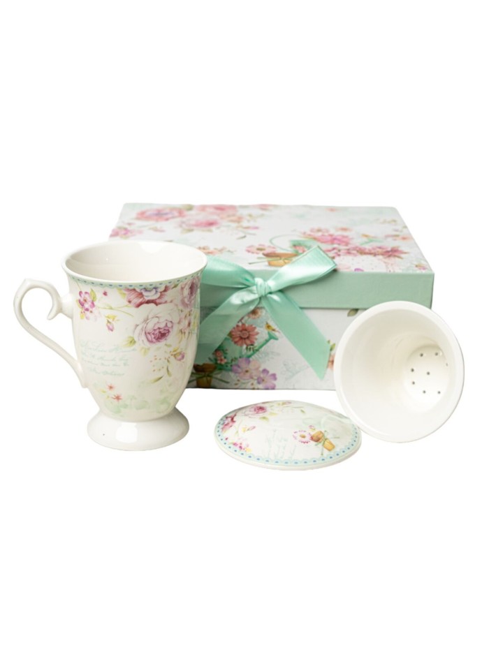 Set of Mugs with Saucers Romimex White Ceramic