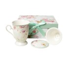 Set of Mugs with Saucers Romimex White Ceramic
