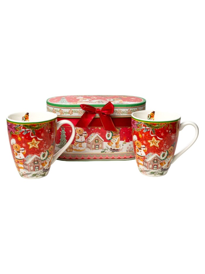 Set of Mugs Romimex Red Ceramic 2 Units