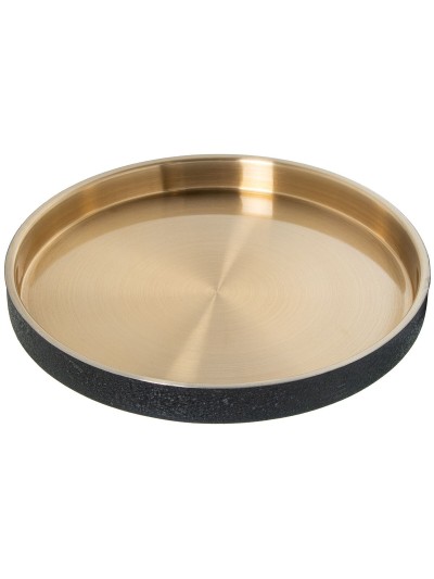 Tray Alexandra House Living Black Golden Metal Circular 37 x 4 x 37 cm