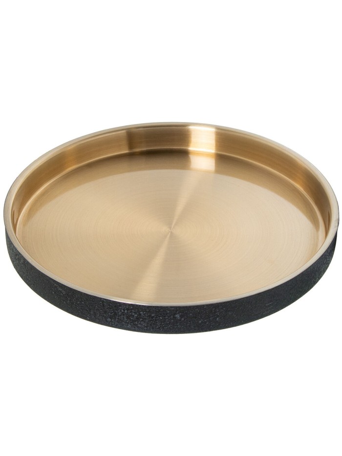 Tray Alexandra House Living Black Golden Metal Circular 37 x 4 x 37 cm
