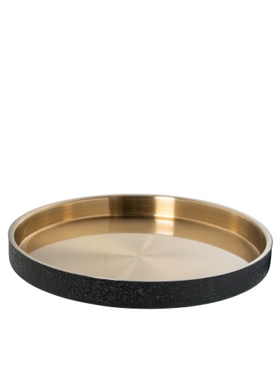 Tray Alexandra House Living Black Golden Metal Circular 37 x 4 x 37 cm