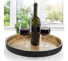 Tray Alexandra House Living Black Golden Metal Circular 37 x 4 x 37 cm