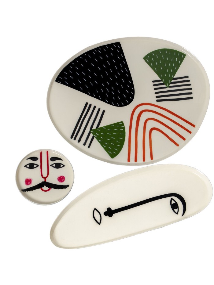 Juego de Bandejas Alexandra House Living Multicolor Metal esmaltado 10 x 1 x 10 cm 33 x 1 x 27 cm 26 x 1 x 10 cm 3 Piezas