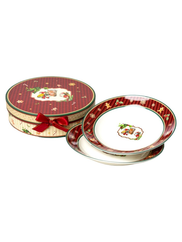 Plate set Romimex Red Ceramic 21 x 2 x 21 cm 2 Units