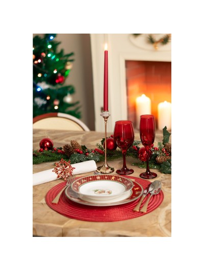 Plate set Romimex Red Ceramic 21 x 2 x 21 cm 2 Units