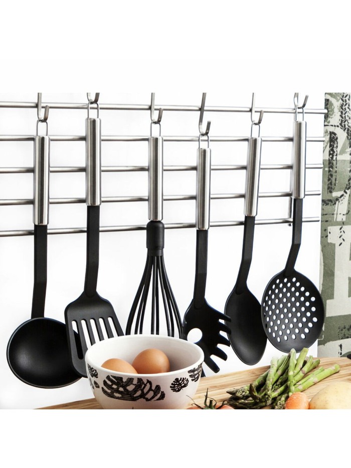 Plato Quid Habitat Negro Acero Plástico 35 x 7 x 5 cm (12 Unidades)