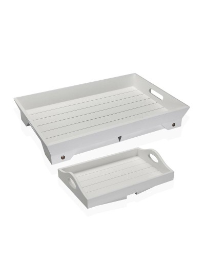 Set of trays Versa White MDF Wood 32 x 24 x 48 cm