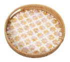 Tray Alexandra House Living Multicolour Rattan Mother of pearl Circular 33 x 35 x 33 cm