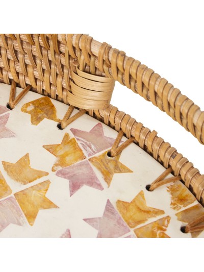 Tray Alexandra House Living Multicolour Rattan Mother of pearl Circular 33 x 35 x 33 cm
