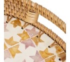 Bandeja Alexandra House Living Multicolor Ratán Nácar Redonda 33 x 35 x 33 cm