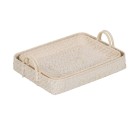 Tray White Bamboo Rattan 45 x 34 x 13 cm (2 Units)