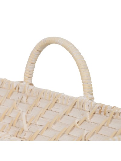 Bandeja Blanco Bambú Ratán 45 x 34 x 13 cm (2 Unidades)