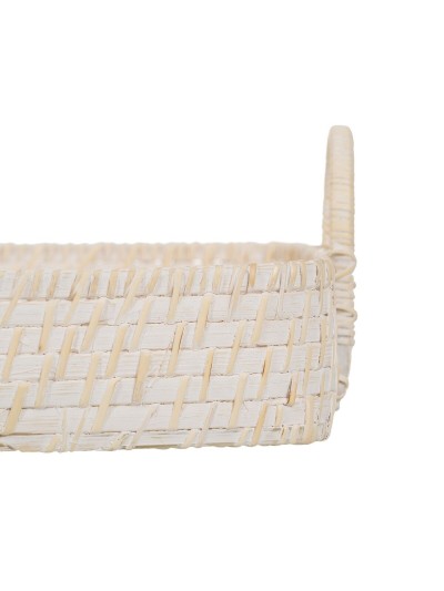 Tray White Bamboo Rattan 45 x 34 x 13 cm (2 Units)