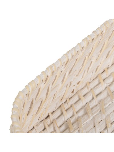 Tray White Bamboo Rattan 45 x 34 x 13 cm (2 Units)