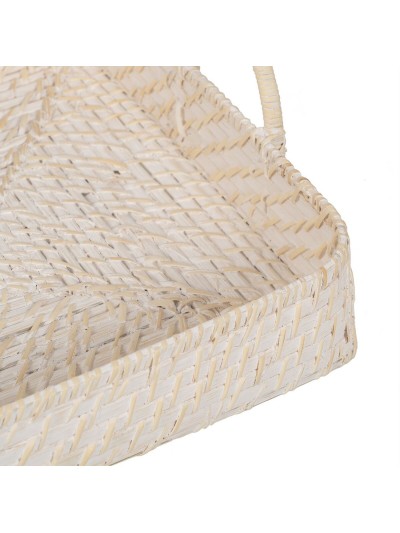 Bandeja Blanco Bambú Ratán 45 x 34 x 13 cm (2 Unidades)